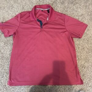 Adidas Golf Polo Shirt 2XL Red Striped Short Sleeve Athletic‎ Menswear